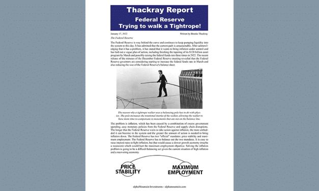 Thackray’s Report- Federal Reserve – Trying to walk a Tightrope!